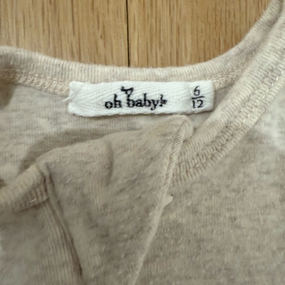 Oh baby oatmeal heather Cozy beige baby footie pajama 6-12 months - Picture 2 of 3